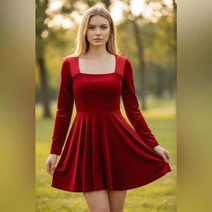 Copper Key long sleeve velvet skater dress size L